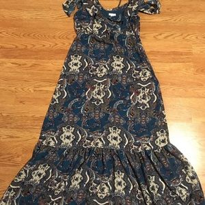 Blue Patterned Maxi Dress